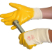 NITRILE PALM DIP KNIT WRIST GLOVES YELLOW SZ10 P/N AV725P
