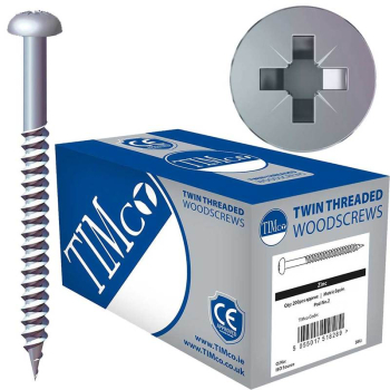 TIMco Twin-Thread Woodscrew Zinc Round Head