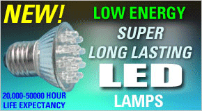Cost effective super long lasting LED lamps / bulbs, low on energy and 20000 - 50000 operating time. We also stock low energy, energy saving lamps / bulbs in a variety of different fittings using fluorescent technology for huge increases in life expectancy