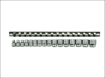 M3816 Socket Clip Rail Set of 16 Metric 3/8in Drive M3816 Socket Clip Rail Set of 16 Metric 3/8in Drive