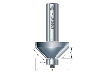 46/38 x 1/2 TCT Bearing Guided Chamfer 45° 50 x 19mm 46/38 x 1/2 TCT Bearing Guided Chamfer 45° 50 x 19mm