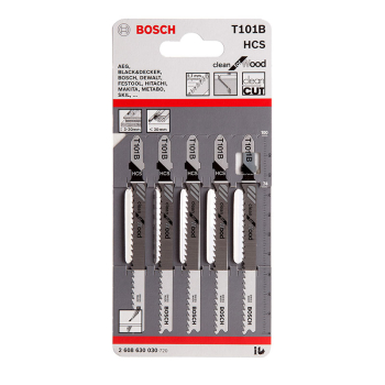 JIGSAW BLADES T101B PACK=5 BOSCH 2608630030 FOR WOOD