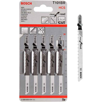 Bosch T101BR Jigsaw Blades Pack=5 Clean Wood 2608630014 Bosch T101BR Jigsaw Blades Pack=5 Clean Wood 2608630014