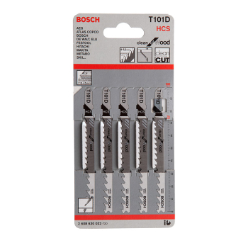 JIGSAW BLADES T101D PACK=5 BOSCH 2608630032 FOR WOOD JIGSAW BLADES T101D PACK=5 BOSCH 2608630032 FOR WOOD
