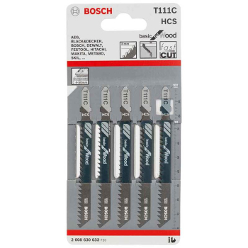 Bosch Jigsaw Blades Pack=5 For Wood T111C P/N 2608630033