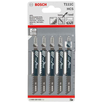 Bosch Jigsaw Blades Pack=5 For Wood T111C P/N 2608630033 Bosch Jigsaw Blades Pack=5 For Wood T111C P/N 2608630033