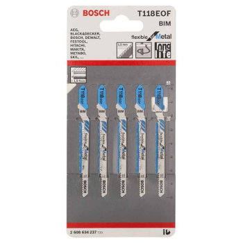 Bosch Jigsaw blades - Flexible for Metal T118EOF 2608634237