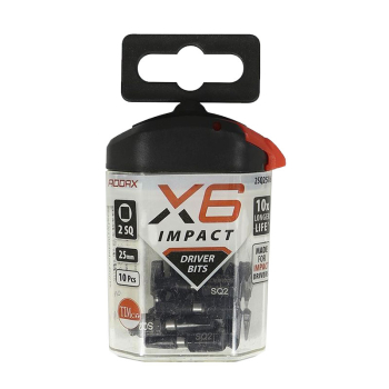 SCREWDRIVER BIT SQ NO.2 25MM SINGLE ADDAX X6 IMPACT 2SQ25X6 SCREWDRIVER BIT SQ NO.2 25MM SINGLE ADDAX X6 IMPACT 2SQ25X6