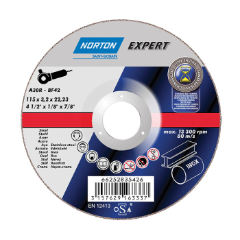 Norton Expert Steel Depressed Cutting Disc 115 X 3.2 X 22MM