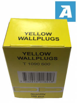 Yellow Plastic Wallplug, Screw Size 3mm-4mm