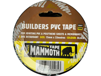 BUILDER PVC POLYTHENE JOINTING TAPE BLACK 75 X 33MT MAMMOTH BUILDER PVC POLYTHENE JOINTING TAPE BLACK 75 X 33MT MAMMOTH