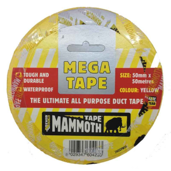 MEGA TAPE 50MM X 50MT YELLOW BUILDING/DUCT TAPE EVERBUILD MEGA TAPE 50MM X 50MT YELLOW BUILDING/DUCT TAPE EVERBUILD