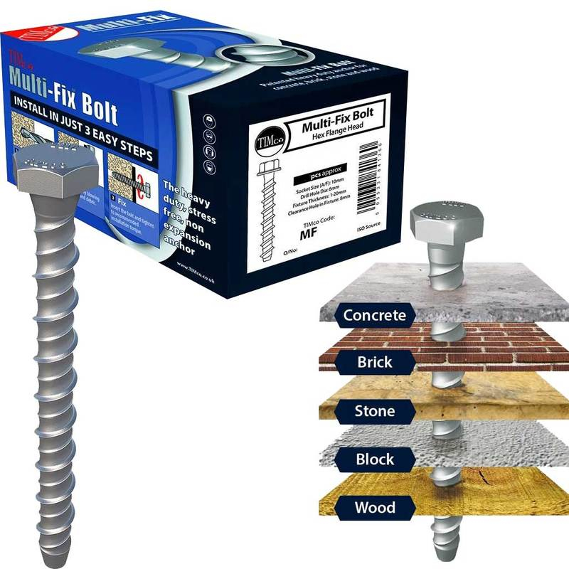 Multi-Fix Concrete Bolt - Hex8 X 150mm TIMco Multi-Fix Bolt Hex Head ...