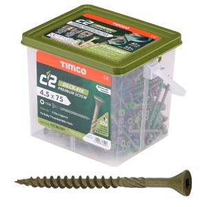 TIMco 4.5 X 65mm C2 Deck Screw TX20 CSK Green 250Tub 65C2D250 TIMco 4.5 X 65mm C2 Deck Screw TX20 CSK Green 250Tub 65C2D250