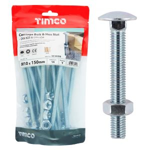 TIMBAG 12130CBB BAG=12 M12 X130 COACH BOLTS & NUTS ZC TIMBAG 12130CBB BAG=12 M12 X130 COACH BOLTS & NUTS ZC