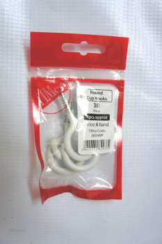 TIMPAK 38SHWP PACK=4 ROUND CUP HOOKS WHITE 38MM