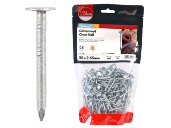 TIMBAG GCN30B BAG=1KG NAILS GALVANISED CLOUT 30 X 2.65