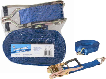 Ratchet Tie Down Strap J-Hook Silverline 8m x 50mm Rated 250