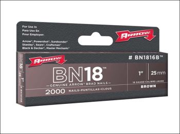 BN1816B Brad Nails 25mm Brown Head (Pack 2000)