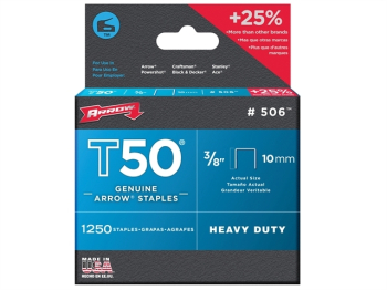 T50 Staples 10mm (3/8in) (Pack 5000, 4 x 1250)