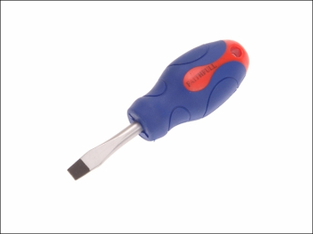 Soft Grip Stubby Screwdriver Flared Slotted Tip 6.5 x 38mm