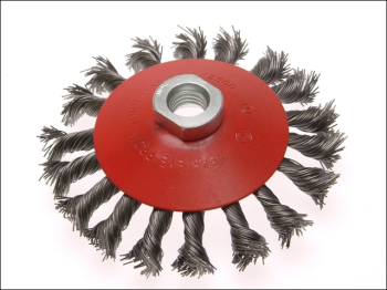Conical Wire Brush 100mm M14x2 Bore, 0.50mm Wire