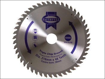 TCT Circular Saw Blade Triple Chip Ground 216 x 30mm x 48T N