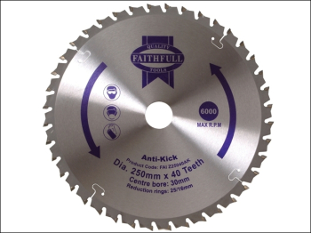 Circular Saw Blade Anti Kick 250 x 30mm x 40T Circular Saw Blade Anti Kick 250 x 30mm x 40T