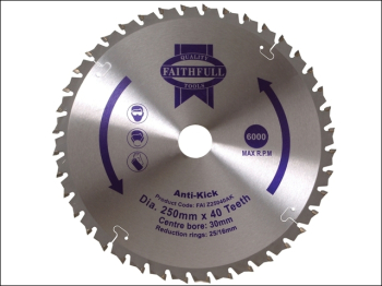 Circular Saw Blade Anti Kick 250 x 30mm x 40T