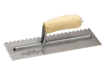 M702S Notched Trowel Square 1/ 4in Wooden Handle 11 x 4.1/2in