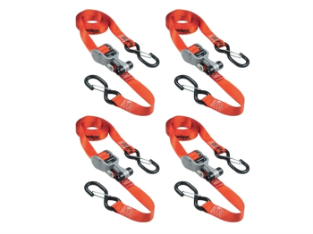 Ratchet Tie-Down S-Hooks 4.25m Red 4 Piece