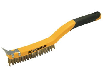 Carbon Steel Wire Brush Soft Grip with Scraper 355mm (14in)