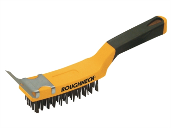 Carbon Steel Wire Brush Soft Grip with Scraper 300mm (12in)