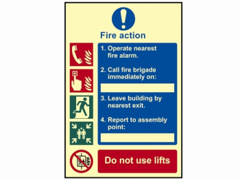 Fire Action Procedure - Photol uminescent Sign 200 x 300mm