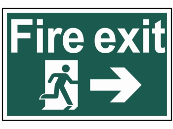 Fire Exit Running Man Arrow Right - PVC Sign 300 x 200mm Fire Exit Running Man Arrow Right - PVC Sign 300 x 200mm
