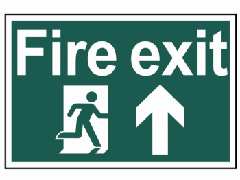 Fire Exit Running Man Arrow Up - PVC Sign 300 x 200mm