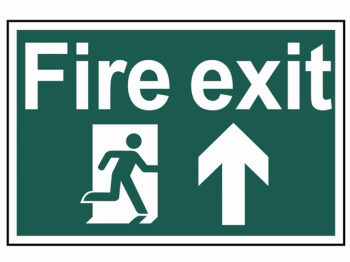 Fire Exit Running Man Arrow Up - PVC Sign 300 x 200mm Fire Exit Running Man Arrow Up - PVC Sign 300 x 200mm