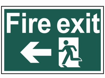Fire Exit Running Man Arrow Left - PVC Sign 300 x 200mm