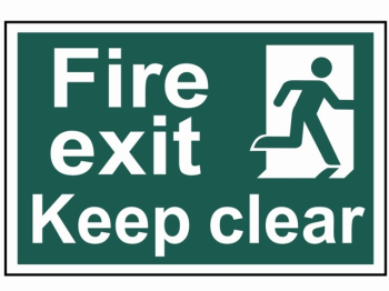 Fire Exit Keep Clear - PVC Sign 300 x 200mm Fire Exit Keep Clear - PVC Sign 300 x 200mm