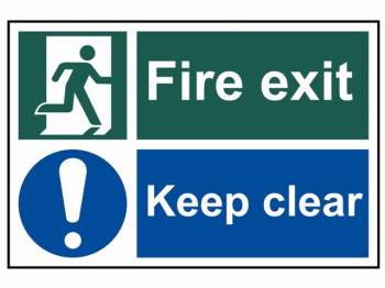 Fire Exit Keep Clear - PVC Sign 300 x 200mm
