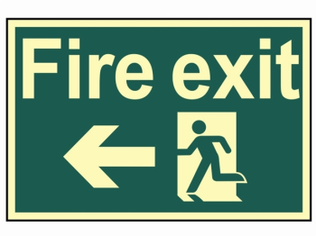 Fire Exit Running Man Arrow Le ft - Photoluminescent 300 x 20