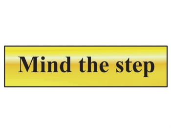 Mind The Step - Polished Brass Effect 200 x 50mm Mind The Step - Polished Brass Effect 200 x 50mm