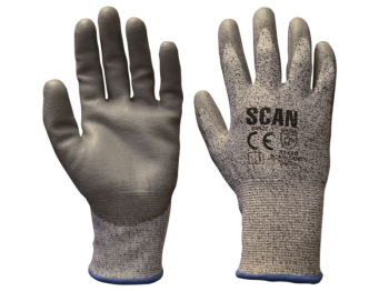 Grey PU Coated Cut 5 Gloves - L (Size 9)
