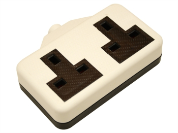 White Trailing Extension Socket 13A 2-Gang