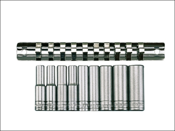M1407 Deep Socket Clip Rail Set of 10 Metric 1/4in Drive