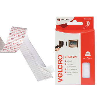 VELCRO Brand Stick On Tape 20 mm x 1m White