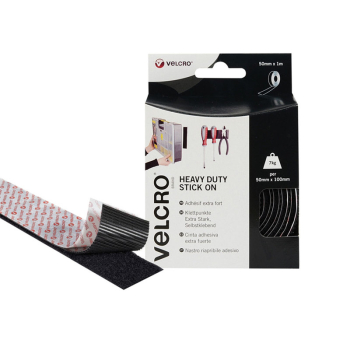 VELCRO Brand Heavy-Duty Stick On Tape 50mm x 1m Black