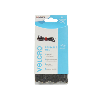 VELCRO Brand ONE-WRAP Reusab le Ties (6) 12mm x 20cm Black