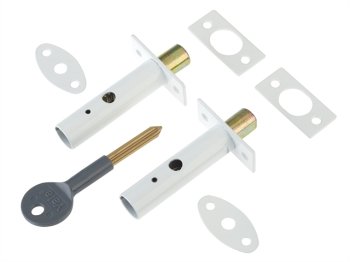 PM444 Door Security Bolts White Finish Visi of 2 PM444 Door Security Bolts White Finish Visi of 2