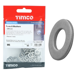 TIMBAG WA6SSP BAG=50 WASHER FORM A M6 STAINLESS